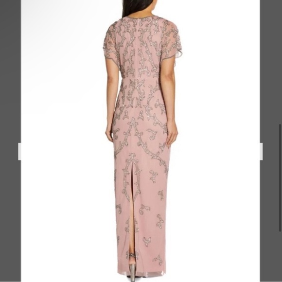 ADRIANNA PAPELL Womens Sequined Dolman Sleeve Crew Neck Full-Length Formal Gown - Picture 3 of 10